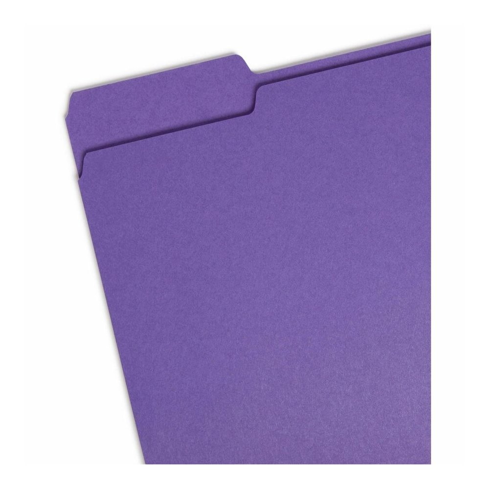 Smead 1/3 Tab Cut Letter Recycled Top Tab File Folder - 8 1/2" x 11" - 3/4" Expansion - Top Tab Location - Assorted Tab Position - 11 pt. - 1 Plys - Assorted - Rounded Corner - 10% Recycled - 100 / Bo. Picture 4