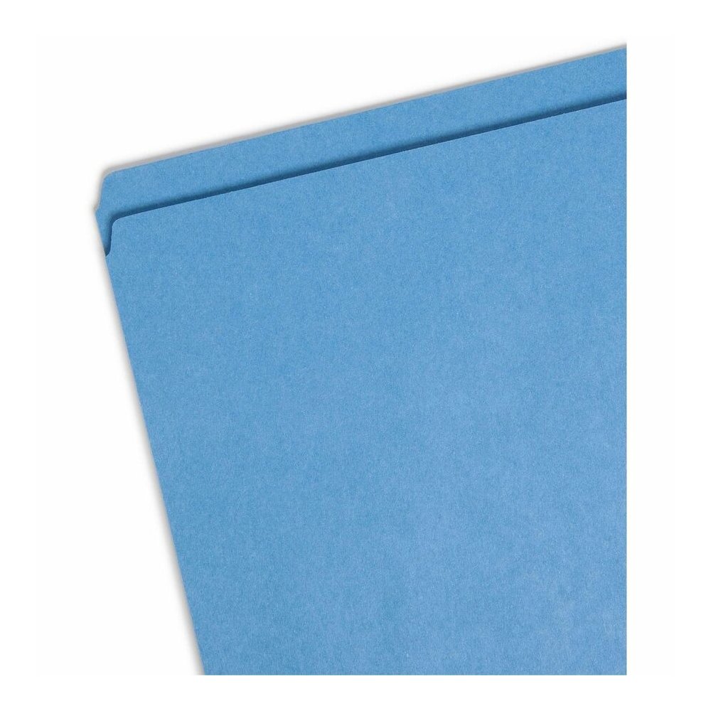 Smead Straight Tab Cut Letter Recycled Top Tab File Folder - 8 1/2" x 11" - 3/4" Expansion - 11 pt. - 2 Plys - Blue - Reinforced - 10% Recycled - 100 / Box. Picture 4