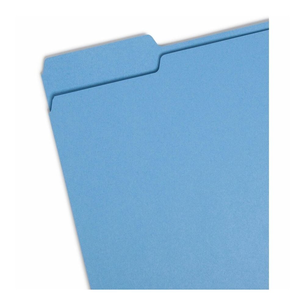 Smead 1/3 Tab Cut Letter Recycled Top Tab File Folder - 8 1/2" x 11" - 3/4" Expansion - Top Tab Location - Assorted Tab Position - 11 pt. - 1 Plys - Blue - Rounded Corner - 10% Recycled - 100 / Box. Picture 5