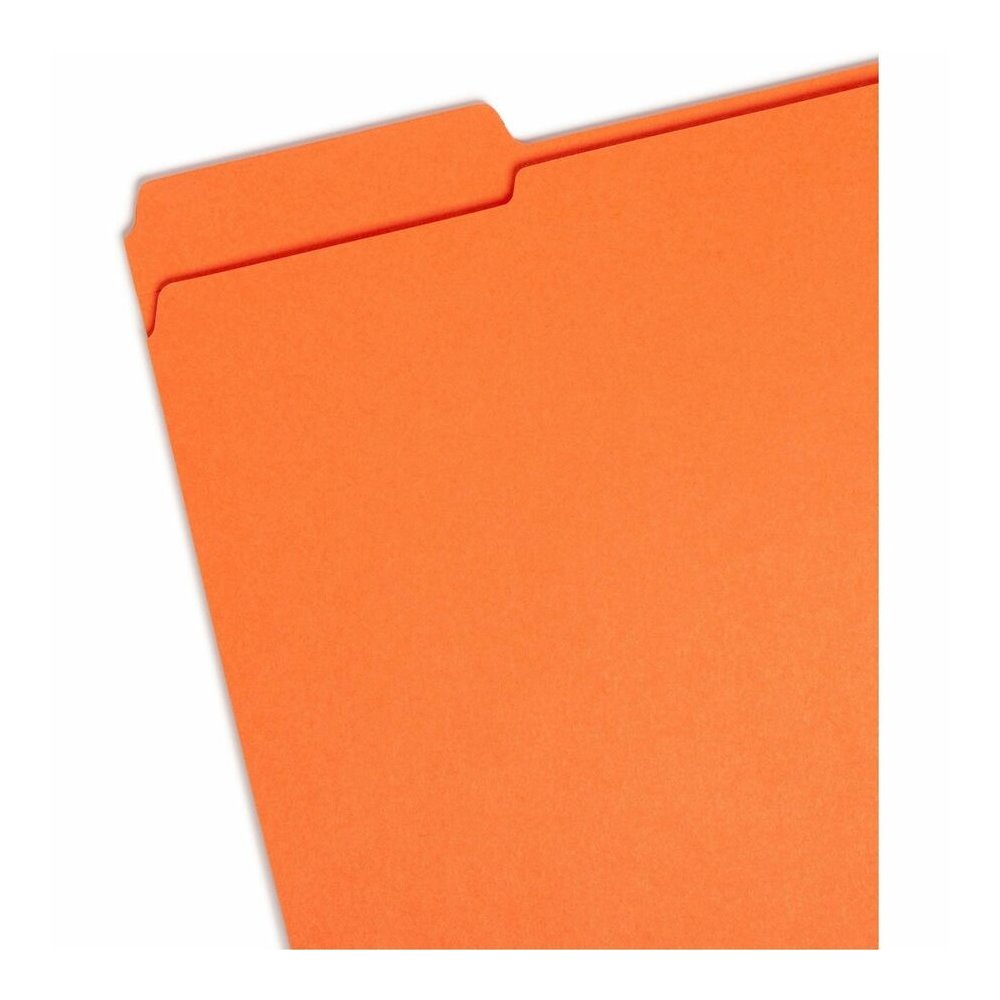 Smead Colored 1/3 Tab Cut Letter Recycled Top Tab File Folder - 8 1/2" x 11" - 3/4" Expansion - Top Tab Location - Assorted Tab Position - 11 pt. - 2 Plys - Orange - 10% Recycled - 100 / Box. Picture 2