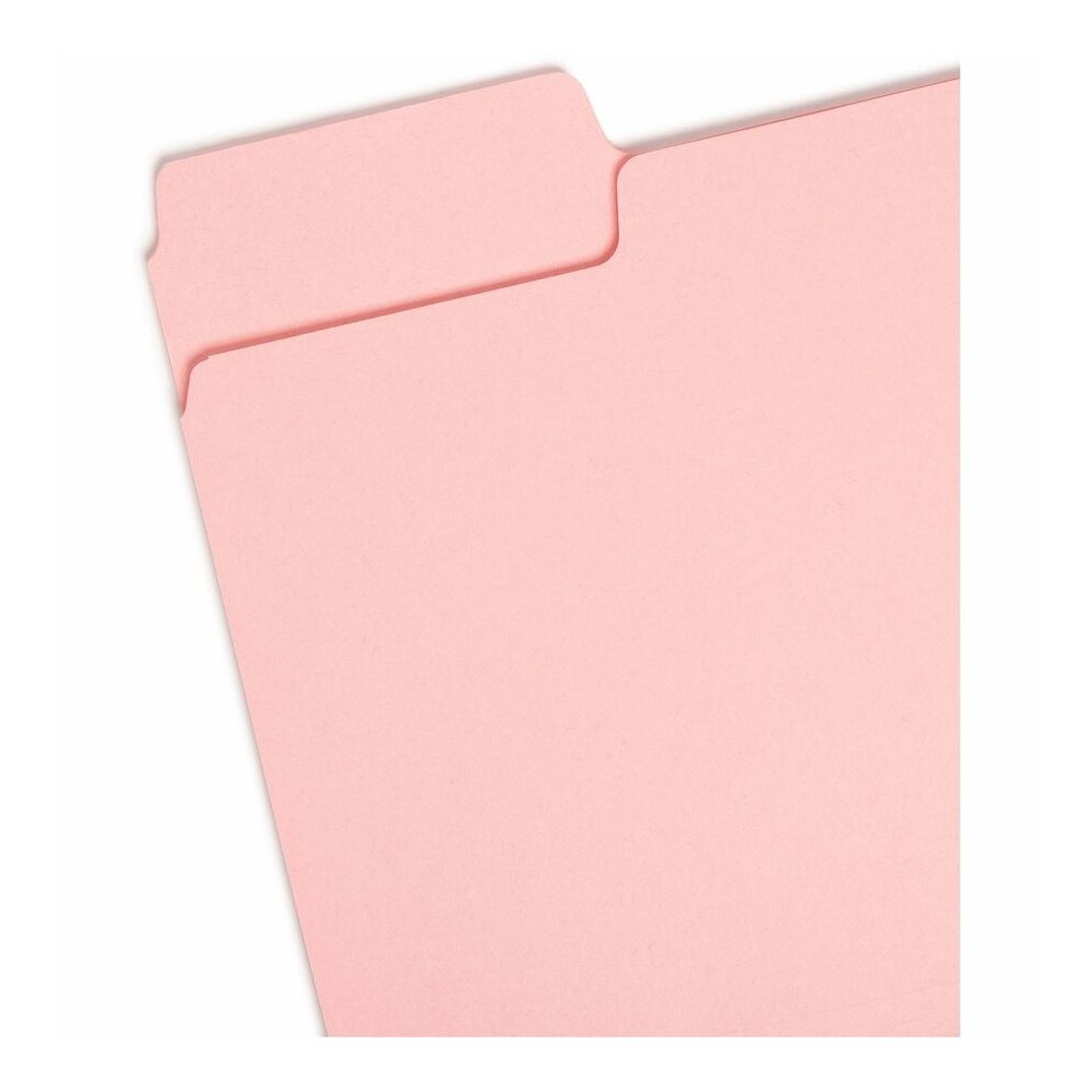 Smead Colored 1/3 Tab Cut Letter Recycled Top Tab File Folder - 8 1/2" x 11" - 3/4" Expansion - Top Tab Location - Assorted Tab Position - 11 pt. - 1 Plys - Pink - Rounded Corner - 10% Recycled - 100 . Picture 4
