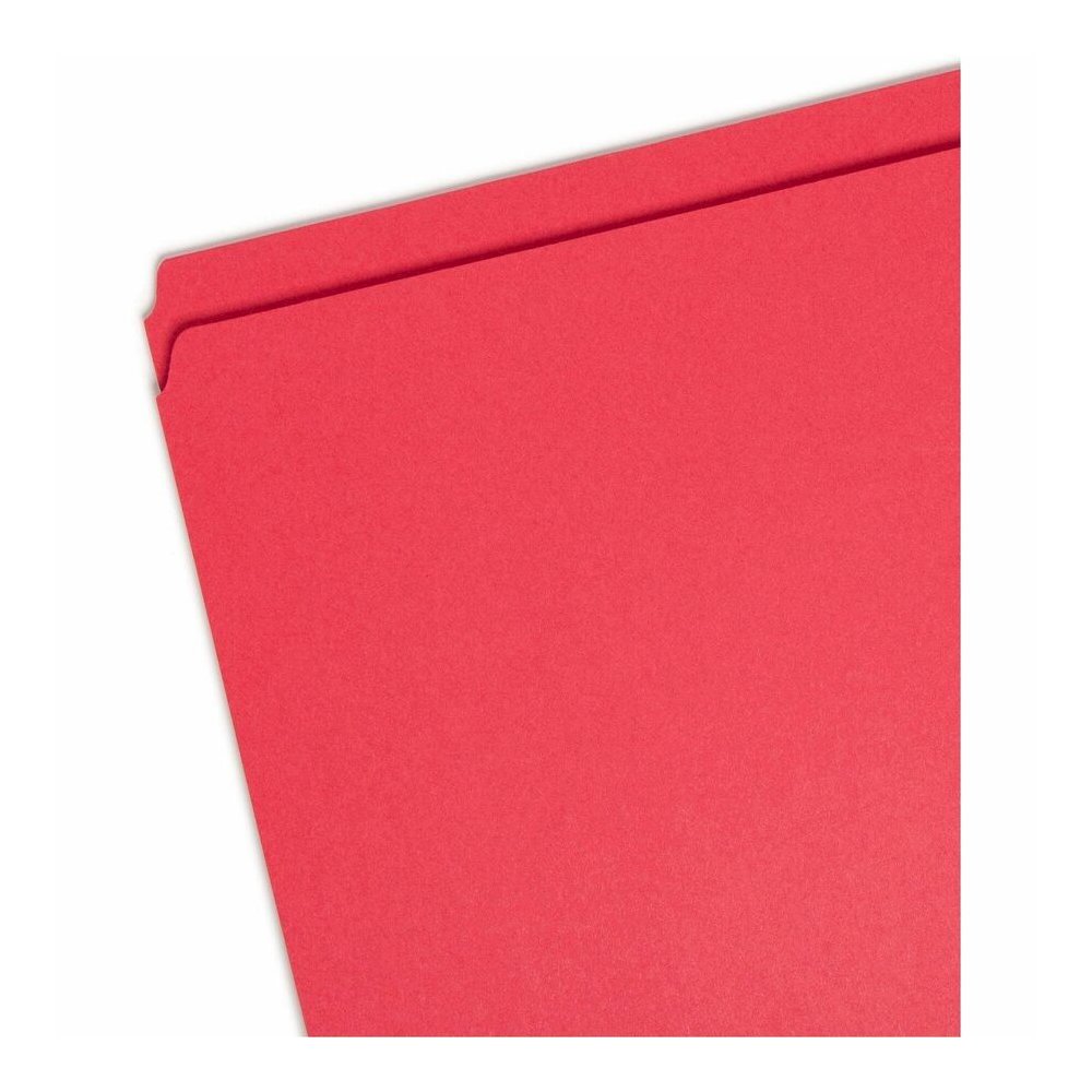 Smead Colored Straight Tab Cut Letter Recycled Top Tab File Folder - 8 1/2" x 11" - 3/4" Expansion - 11 pt. - 2 Plys - Red - 10% Recycled - 100 / Box. Picture 4