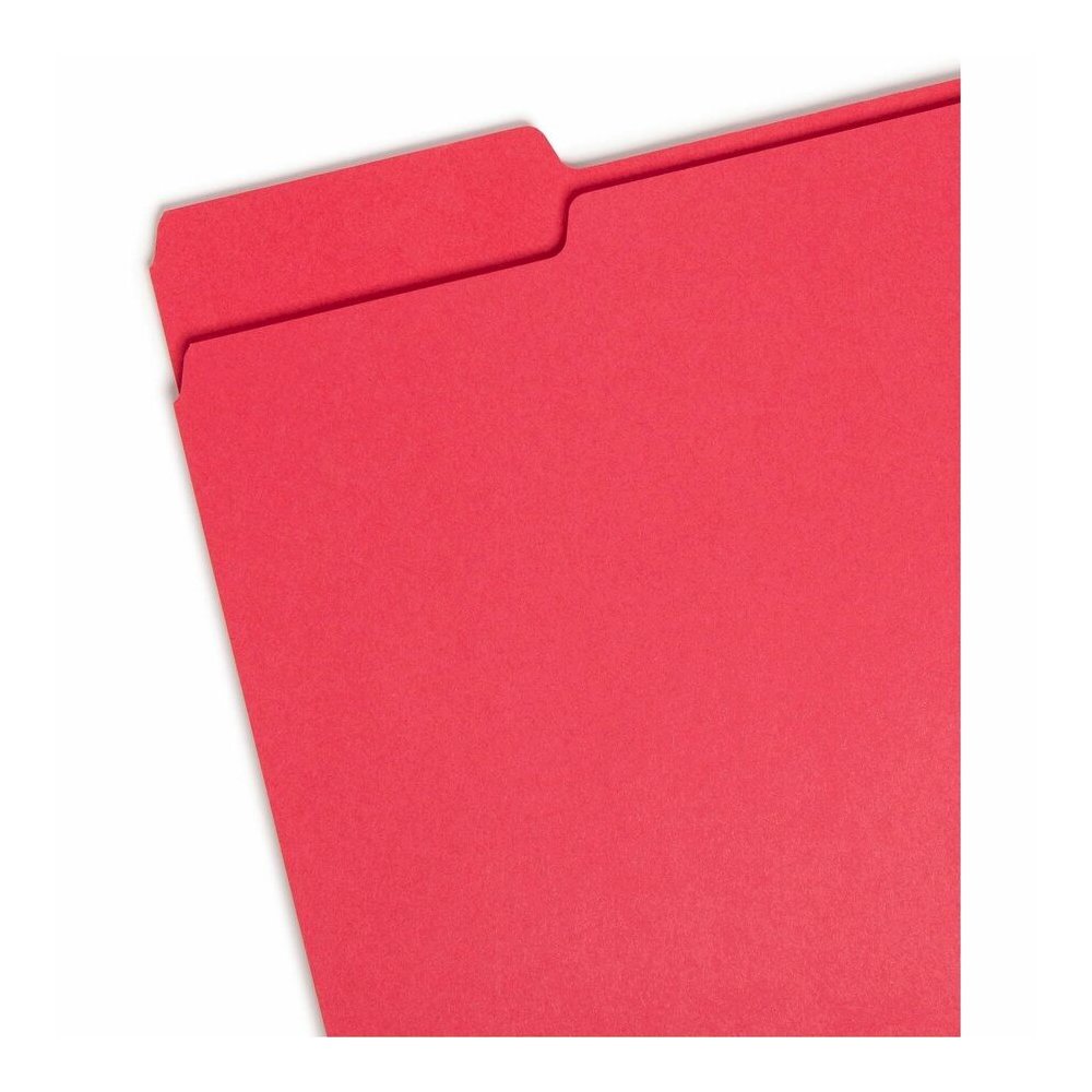 Smead 1/3 Tab Cut Letter Recycled Top Tab File Folder - 8 1/2" x 11" - 3/4" Expansion - Top Tab Location - Assorted Tab Position - 11 pt. - 1 Plys - Red - Rounded Corner - 10% Recycled - 100 / Box. Picture 5