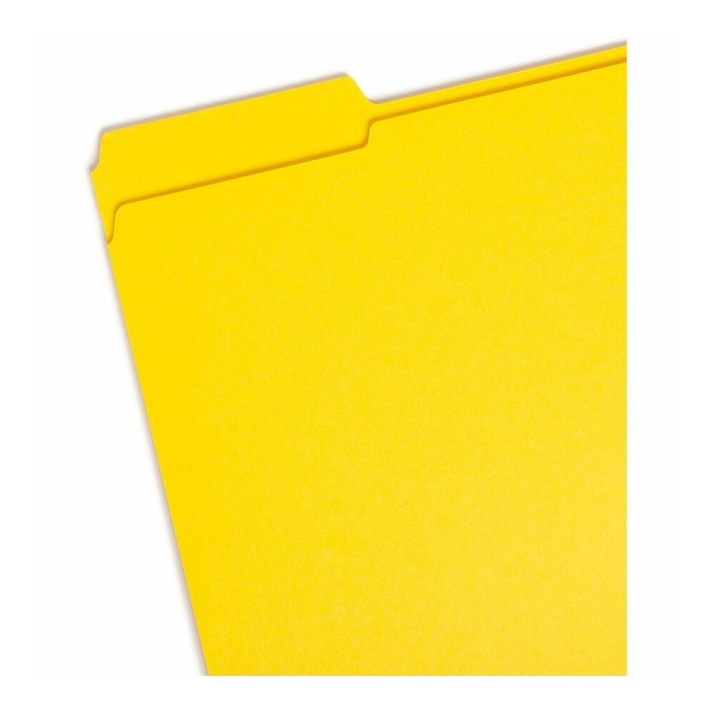 Smead Colored 1/3 Tab Cut Letter Recycled Top Tab File Folder - 8 1/2" x 11" - Top Tab Location - Assorted Tab Position - 11 pt. - 2 Plys - Yellow - 10% Recycled - 100 / Box. Picture 3
