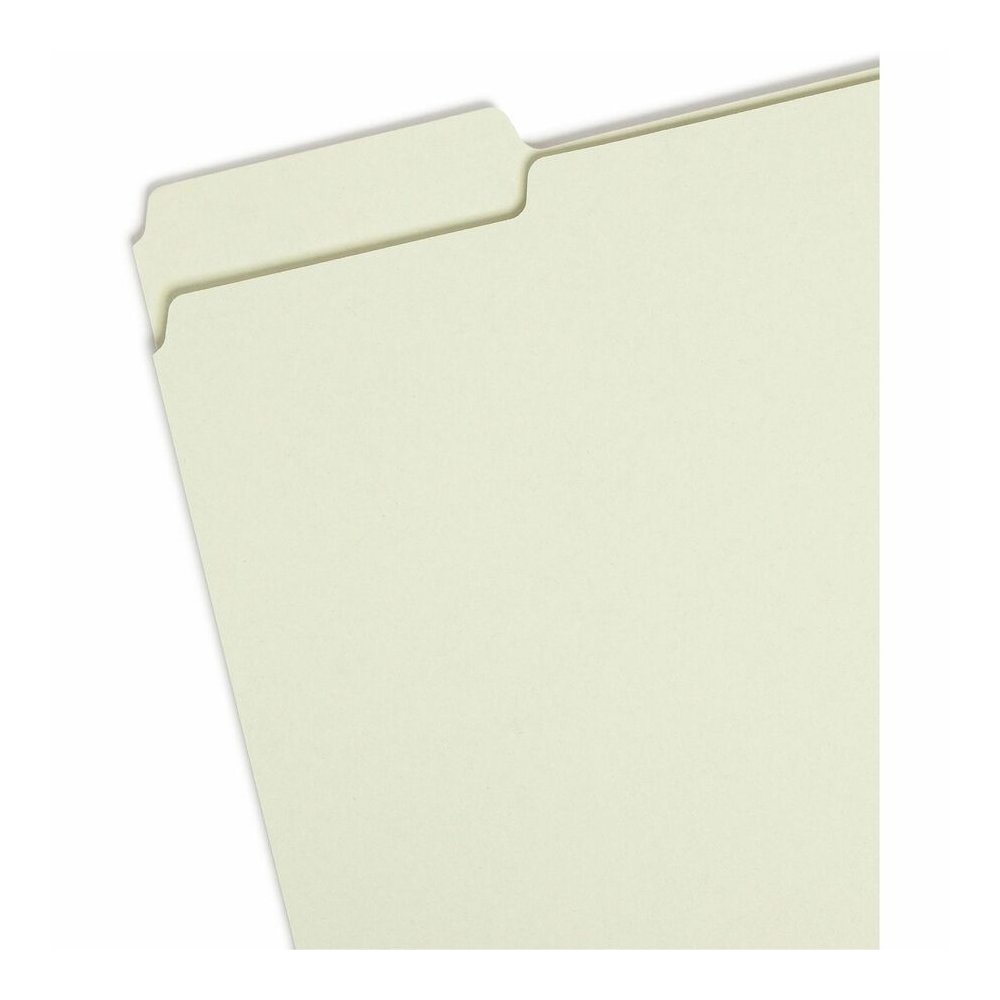 Smead 1/3 Tab Cut Letter Recycled Top Tab File Folder - 8 1/2" x 11" - 1" Expansion - Top Tab Location - Assorted Tab Position - 25 pt. - Pressboard - Gray, Green - Heavy Duty, Wear Resistant, Tear Re. Picture 4