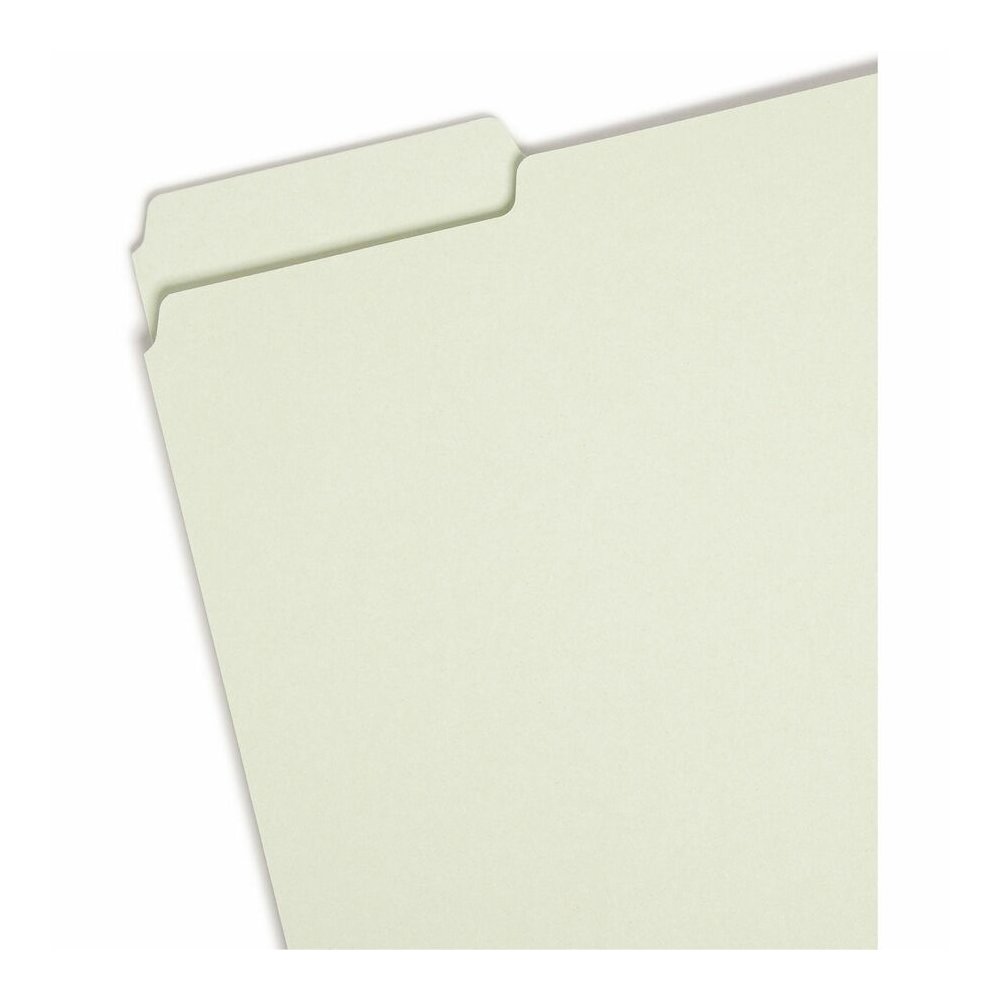 Smead 1/3 Tab Cut Letter Recycled Top Tab File Folder - 8 1/2" x 11" - 2" Expansion - Top Tab Location - Assorted Tab Position - 25 pt. - Pressboard - Gray/Green - Heavy Duty, Rounded Corner, Wear Res. Picture 4