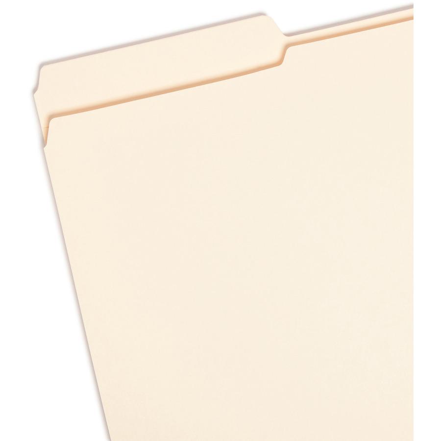 Smead 1/3 Tab Cut Legal Recycled Top Tab File Folder - 8 1/2" x 14" - 3/4" Expansion - Top Tab Location - Assorted Position Tab Position - Manila - Manila - 10% Recycled - 100 / Box. Picture 6