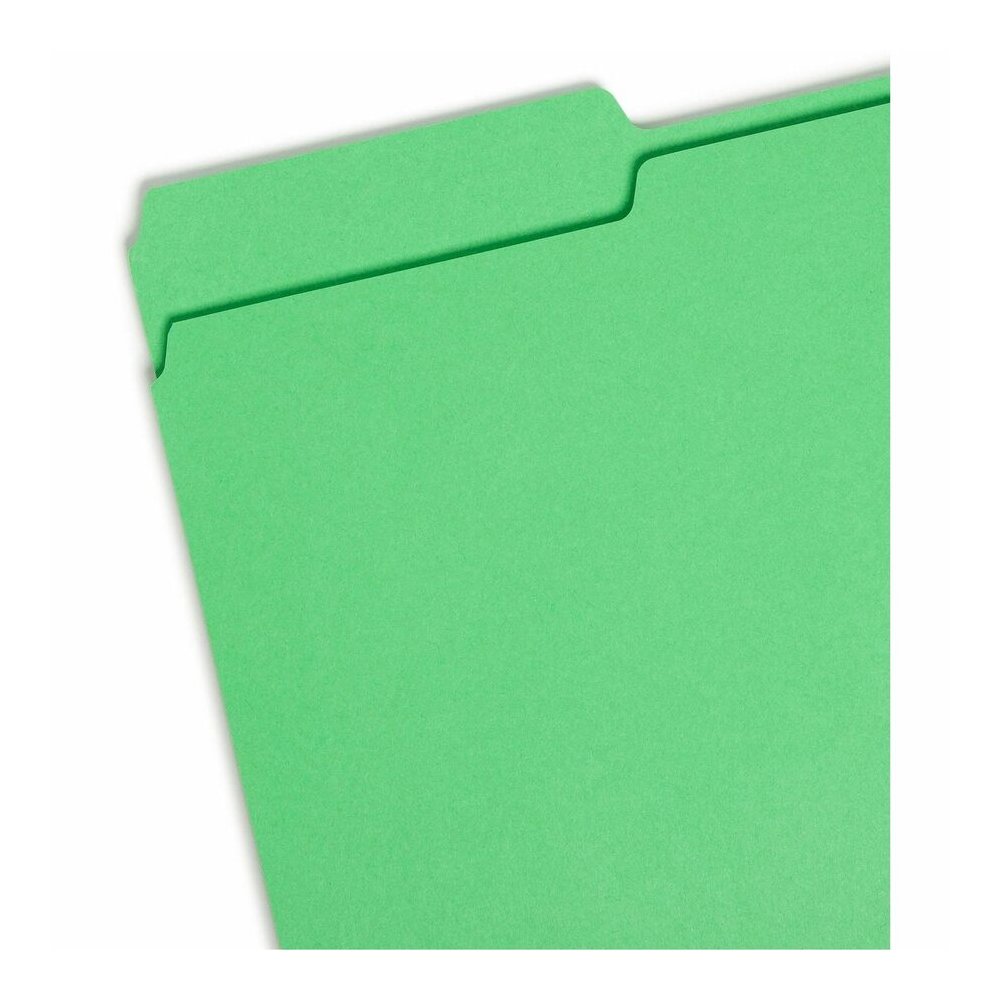 Smead Colored 1/3 Tab Cut Legal Recycled Top Tab File Folder - 8 1/2" x 14" - 3/4" Expansion - Top Tab Location - Assorted Tab Position - 11 pt. - 1 Plys - Green - Break Resistant - 10% Recycled - 100. Picture 4
