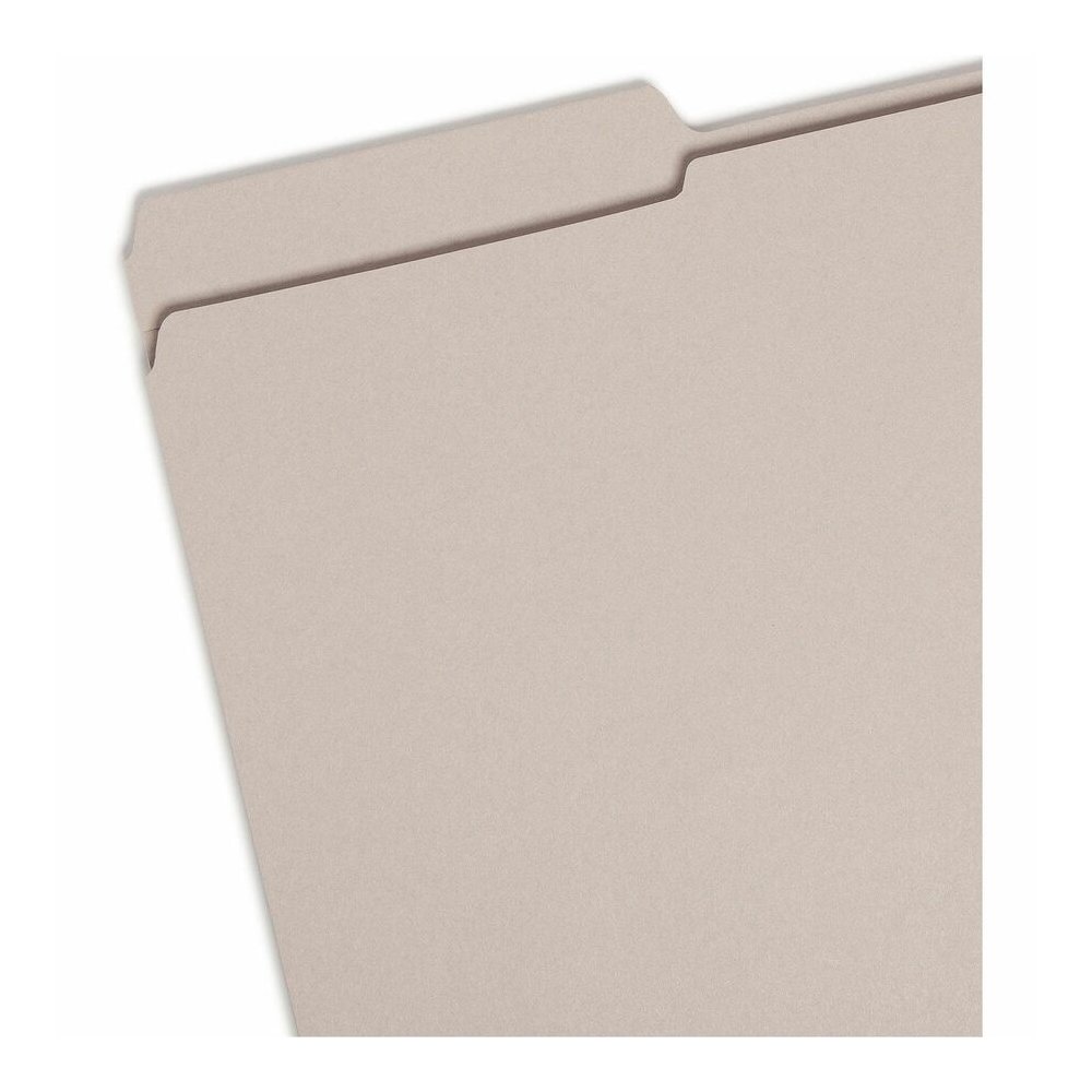 Smead Colored 1/3 Tab Cut Legal Recycled Top Tab File Folder - 8 1/2" x 14" - 3/4" Expansion - Top Tab Location - Assorted Tab Position - 11 pt. - 2 Plys - Gray - Reinforced - 10% Recycled - 100 / Box. Picture 3