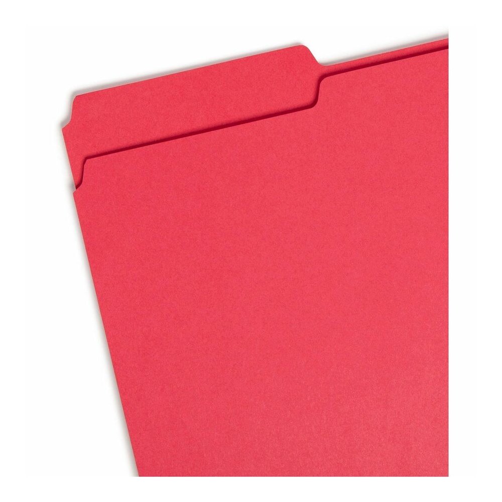 Smead Colored 1/3 Tab Cut Legal Recycled Top Tab File Folder - 8 1/2" x 14" - 3/4" Expansion - Top Tab Location - Assorted Tab Position - 11 pt. - 1 Plys - Red - Rounded Corner - 10% Recycled - 100 / . Picture 4
