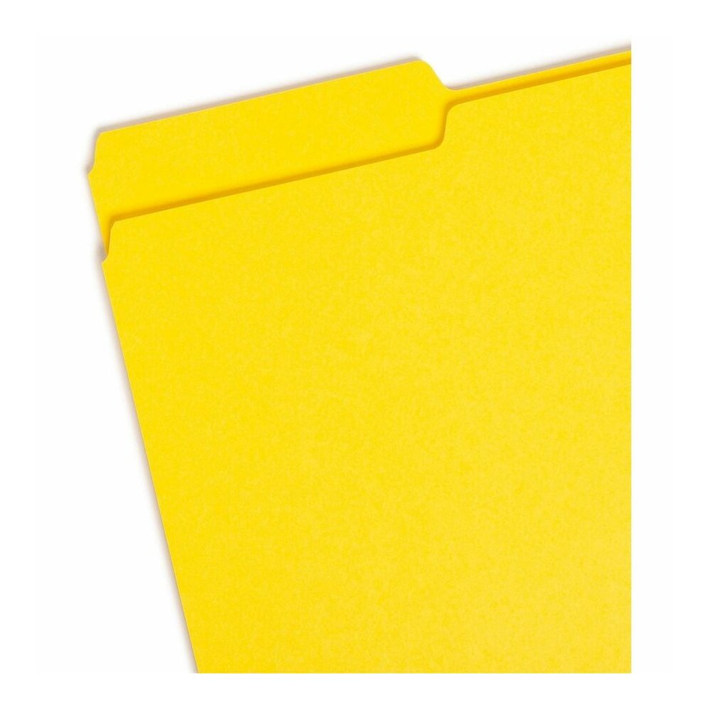 Smead Colored 1/3 Tab Cut Legal Recycled Top Tab File Folder - 8 1/2" x 14" - 3/4" Expansion - Top Tab Location - Assorted Tab Position - 11 pt. - 1 Plys - Vinyl - Yellow - Rounded Corner - 10% Recycl. Picture 4