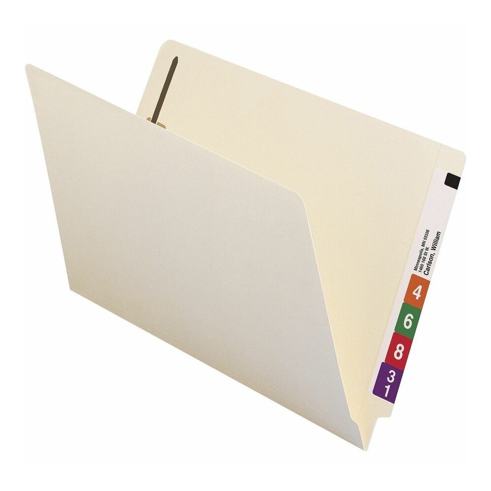 Smead Straight Tab Cut Legal Yes Fastener Folder - 8 1/2" x 14" - 3/4" Expansion - 1 x 2B Fastener - 2" for Folder - End Tab Location - 11 pt. - 2 Plys - Manila - Reinforced Tab, Embossed - 10% Recycl. Picture 5