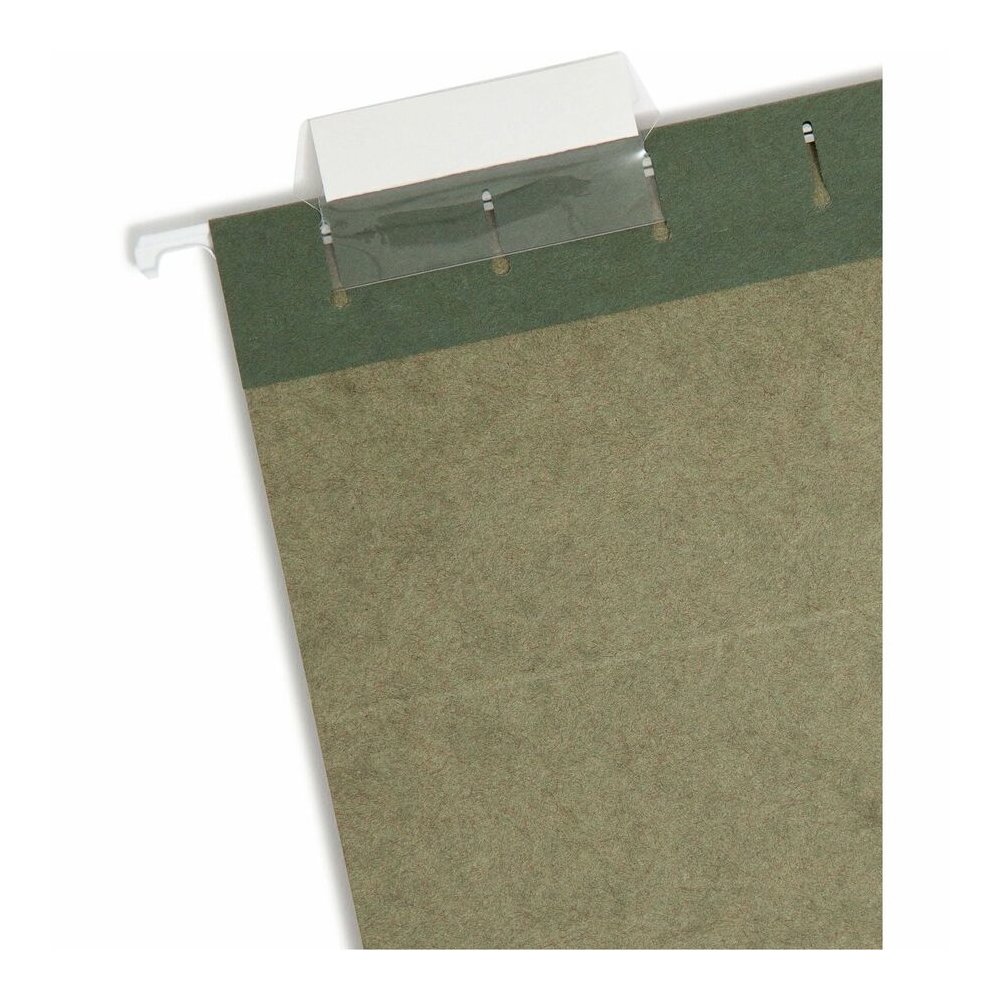 Smead 1/5 Tab Cut Letter Recycled Hanging Folder - 8 1/2" x 11" - Top Tab Location - Assorted Tab Position - 11 pt. - Vinyl - Standard Green - 10% Recycled - 25 / Box. Picture 4