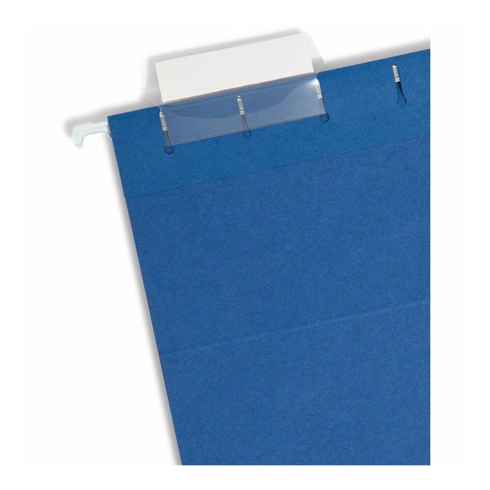 Smead 1/5 Tab Cut Letter Recycled Hanging Folder - 8 1/2" x 11" - Top Tab Location - Assorted Tab Position - 11 pt. - Vinyl - Navy Blue - Repositionable Tab - 10% Recycled - 25 / Box. Picture 4