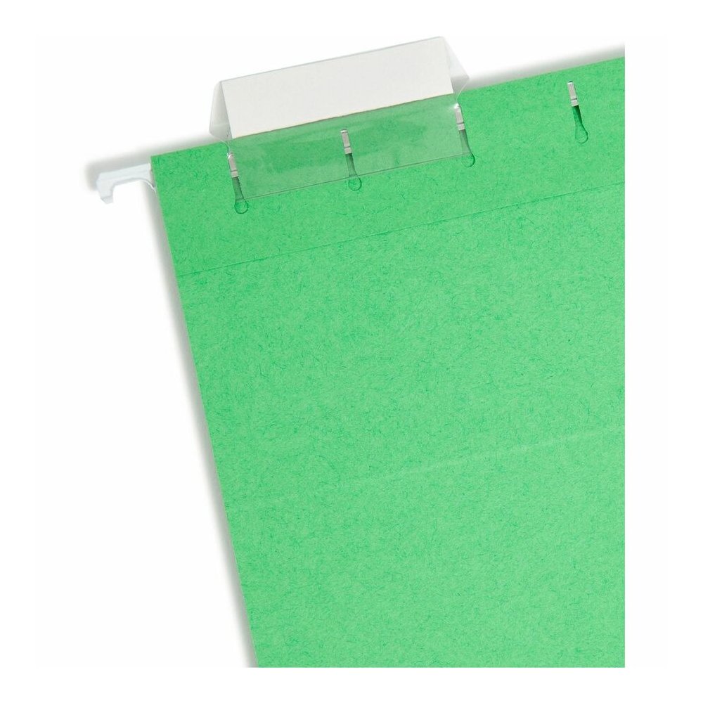 Smead Colored 1/5 Tab Cut Letter Recycled Hanging Folder - 8 1/2" x 11" - Top Tab Location - Assorted Tab Position - 11 pt. - Vinyl - Green - 10% Recycled - 25 / Box. Picture 4