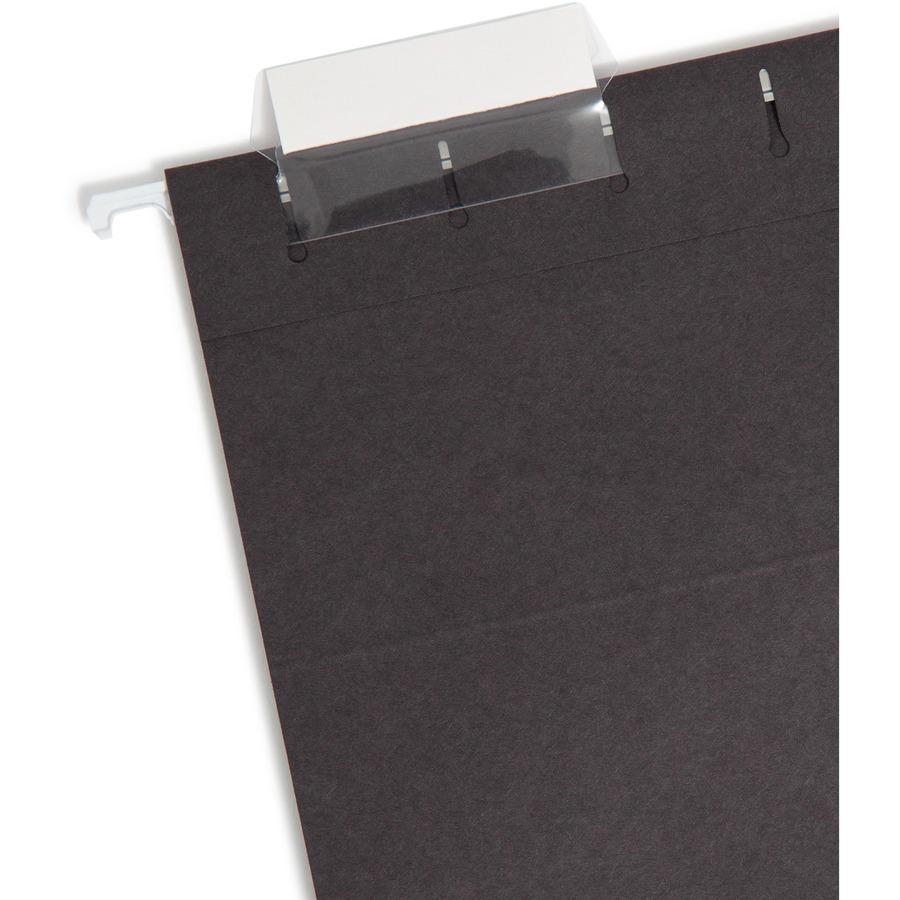 Smead Colored 1/5 Tab Cut Letter Recycled Hanging Folder - 8 1/2" x 11" - Top Tab Location - Assorted Tab Position - 11 pt. - Vinyl - Black - 10% Recycled - 25 / Box. Picture 6