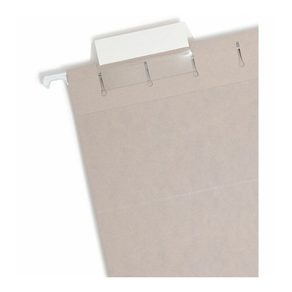 Smead Colored 1/5 Tab Cut Letter Recycled Hanging Folder - 8 1/2" x 11" - Top Tab Location - Assorted Tab Position - 11 pt. - Vinyl - Gray - 10% Recycled - 25 / Box. Picture 4