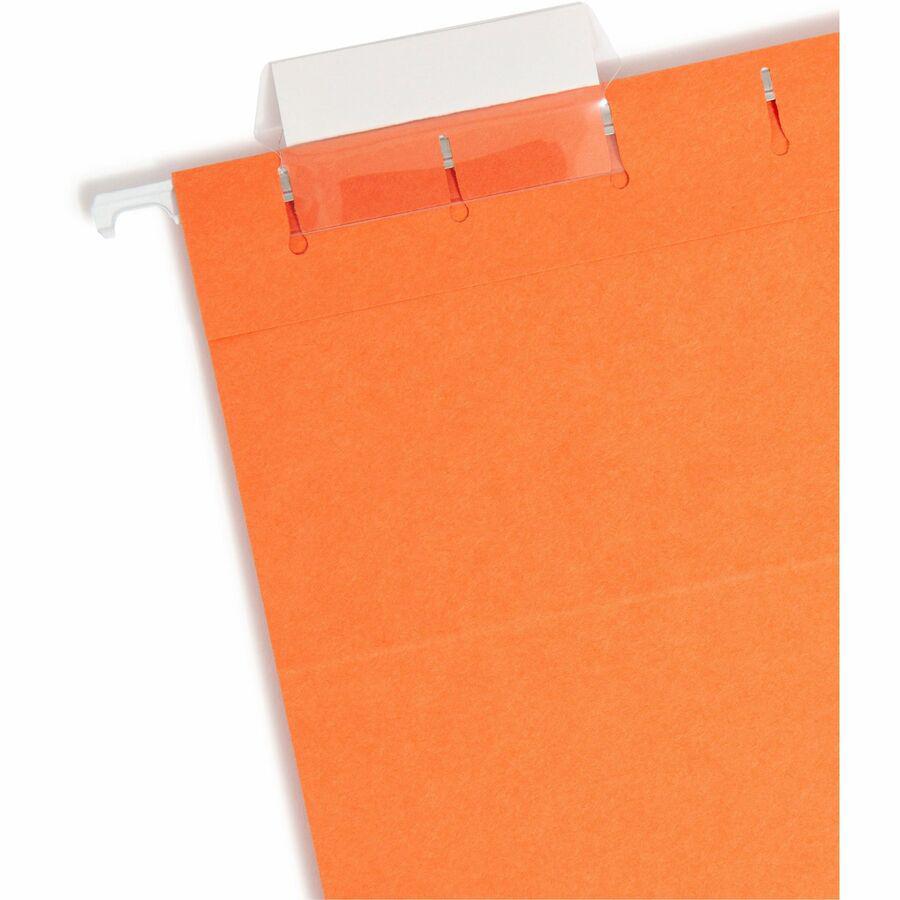 Smead Colored 1/5 Tab Cut Letter Recycled Hanging Folder - 8 1/2" x 11" - Top Tab Location - Assorted Tab Position - 11 pt. - Vinyl - Orange - 10% Recycled - 25 / Box. Picture 5