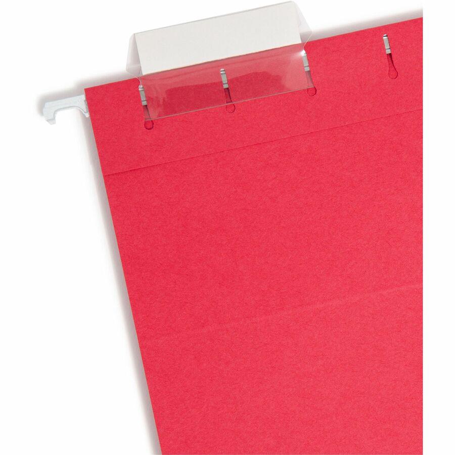 Smead Colored 1/5 Tab Cut Letter Recycled Hanging Folder - 8 1/2" x 11" - Top Tab Location - Assorted Tab Position - 11 pt. - Vinyl - Red - 10% Recycled - 25 / Box. Picture 6