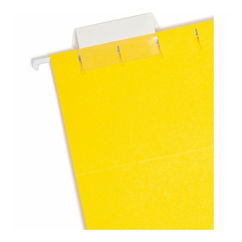 Smead Colored 1/5 Tab Cut Letter Recycled Hanging Folder - 8 1/2" x 11" - Top Tab Location - Assorted Tab Position - 11 pt. - Vinyl - Yellow - 10% Recycled - 25 / Box. Picture 4
