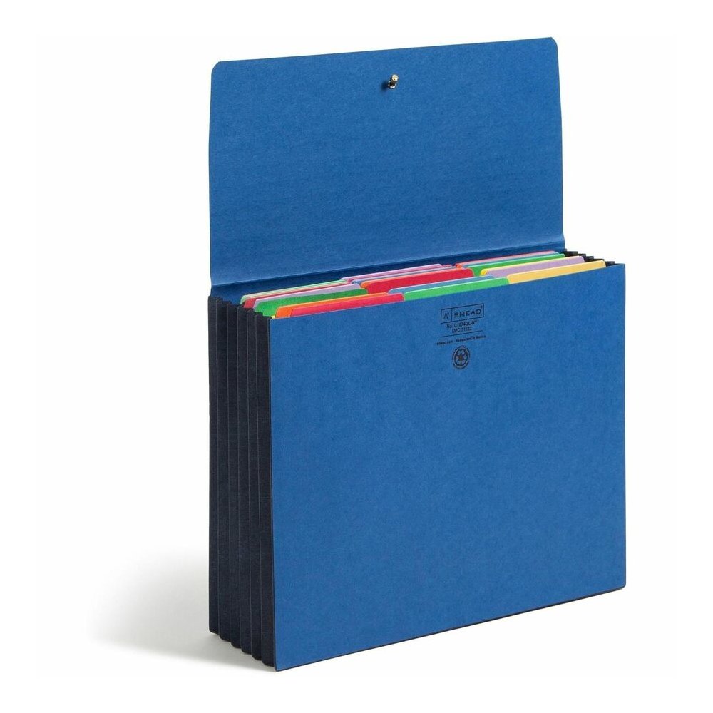 Smead Letter Recycled File Wallet - 8 1/2" x 11" - 5 1/4" Expansion - Navy - Elastic Closure, Reinforced Gusset, Tear Resistant - 10% Recycled - 1 Each. Picture 6