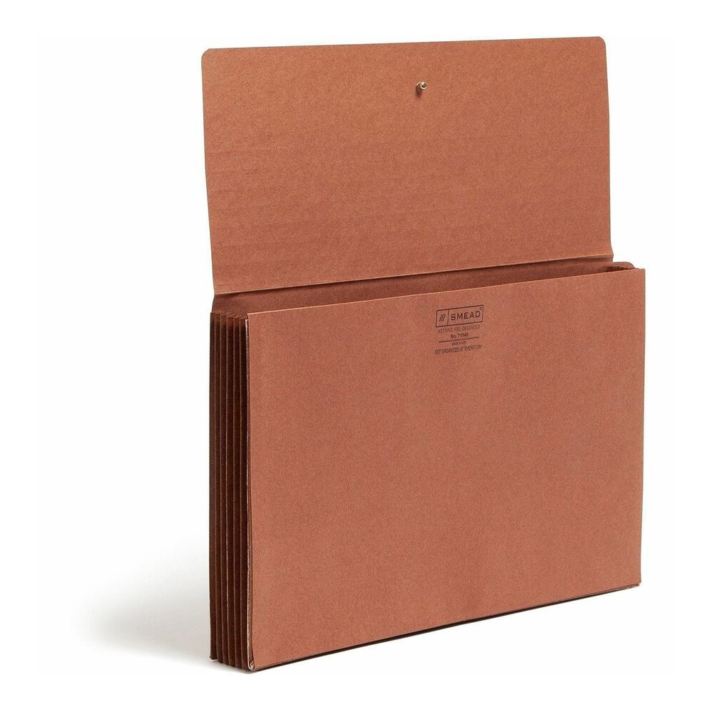 Smead Legal Recycled File Wallet - 8 1/2" x 14" - 5 1/4" Expansion - End Tab Location - 12.5 pt. - Redrope - Flap, Tear Resistant, Rounded Corner, Reinforced Gusset - 30% Recycled - 10 / Box. Picture 7