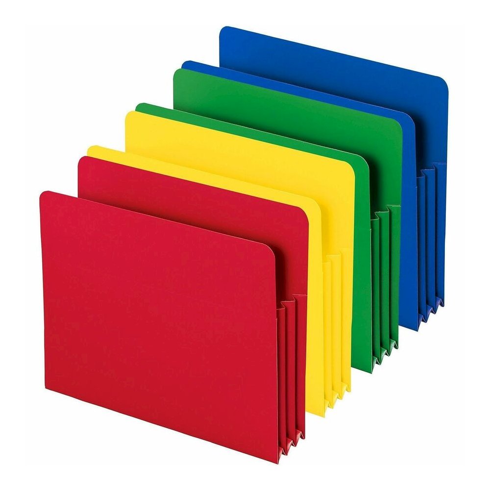 Smead Straight Tab Cut Letter File Pocket - 8 1/2" x 11" - 3 1/2" Expansion - Polypropylene - Blue, Green, Red, Yellow - 4 / Pack. Picture 3