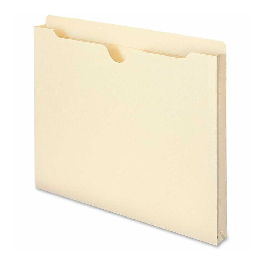 Smead Straight Tab Cut Letter Recycled File Jacket - 8 1/2" x 11" - 1" Expansion - 11 pt. - 2 Plys - Manila - Reinforced, Slip Resistant - 10% Recycled - 50 / Box. Picture 3