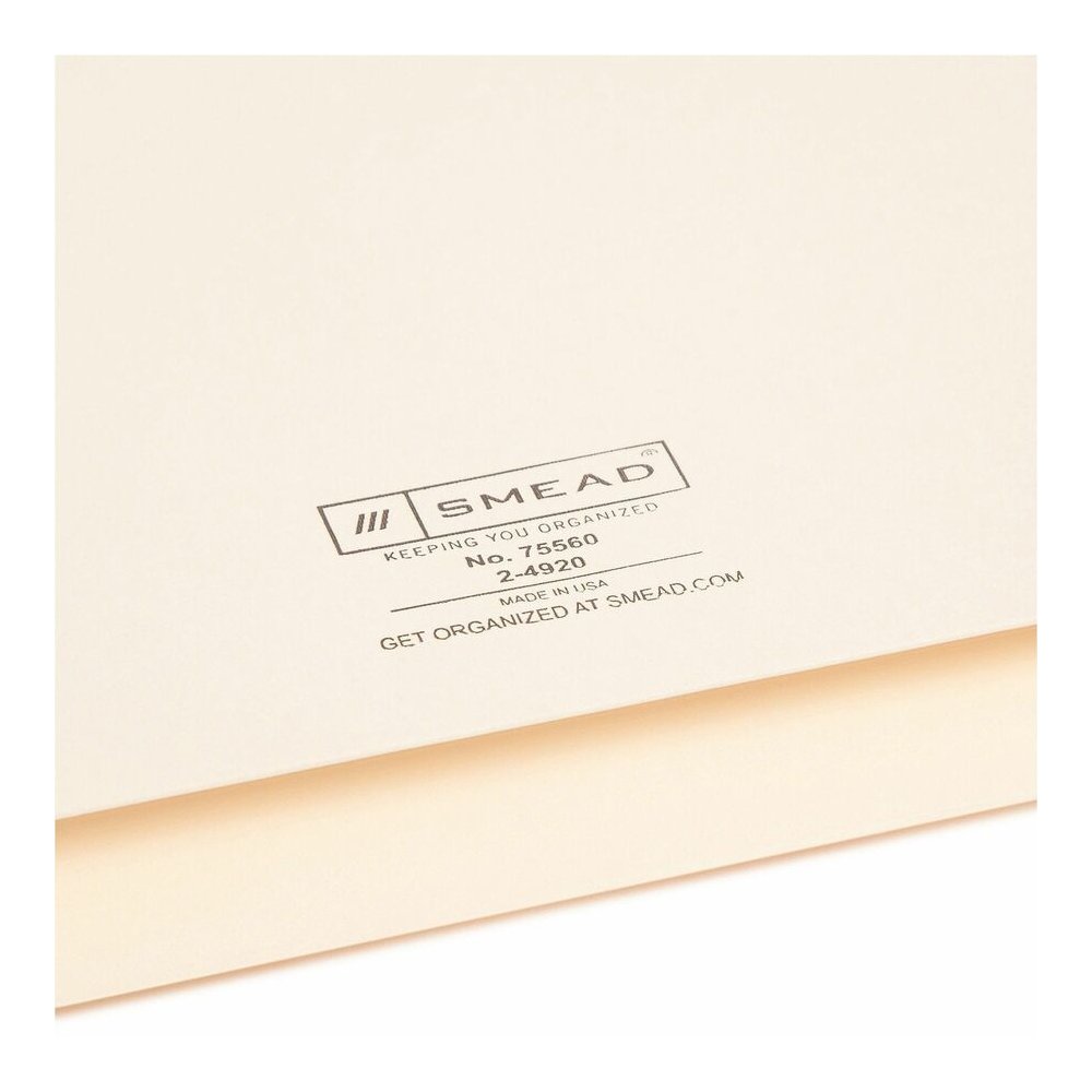 Smead Straight Tab Cut Letter Recycled File Jacket - 8 1/2" x 11" - 2" Expansion - 11 pt. - 2 Plys - Manila - Reinforced, Slip Resistant - 10% Recycled - 50 / Box. Picture 6