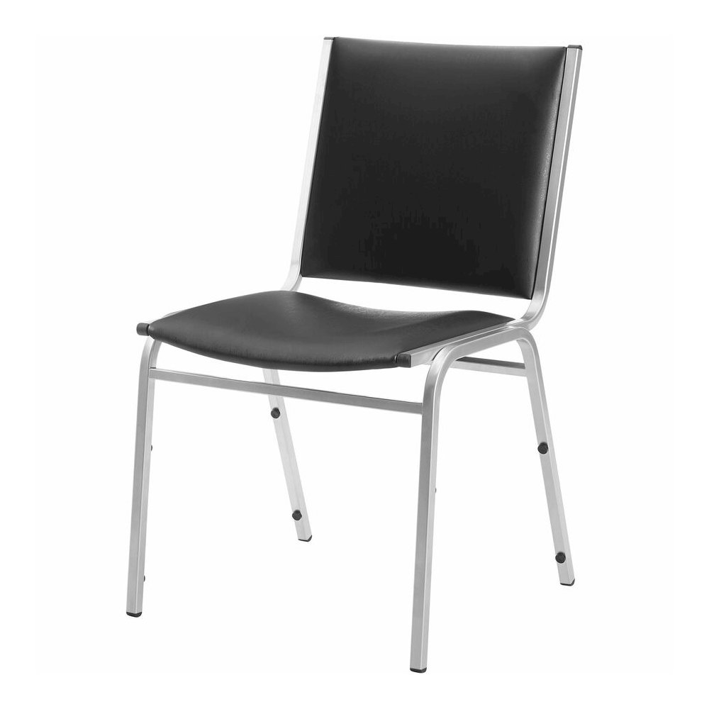 Lorell Stacking Chair Armless Black 4/box - Black Seat Color - Vinyl Seat Material - Vinyl Back Material - Steel Frame Material - Four-legged Base - Black - Steel, Vinyl - 4 / Carton. Picture 3