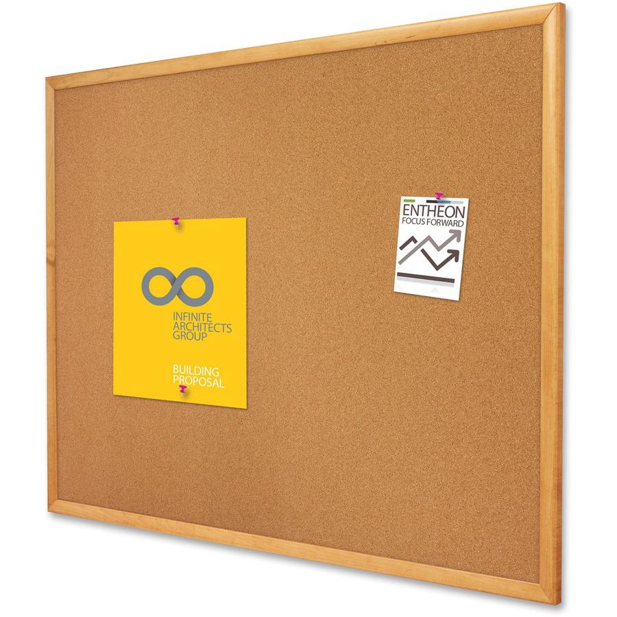 Quartet Classic Series Cork Bulletin Board - 36" Height x 48" Width - Brown Natural Cork Surface - Self-healing, Flexible, Durable - Oak Frame - 1 Each. Picture 6