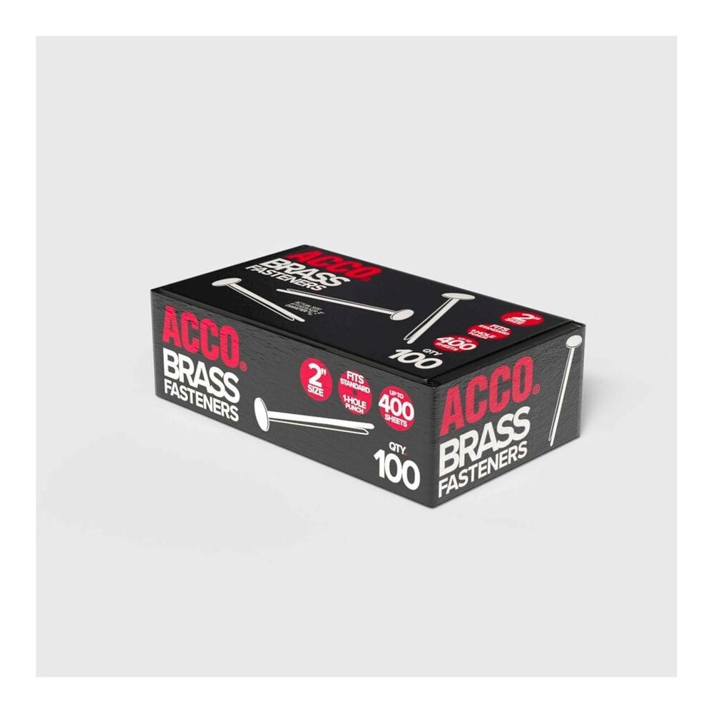 ACCO Brass Fasteners - 0.47" Head - 2" Length - 100 Sheet Capacity - Flexible, Heavy Duty, Corrosion-free, Self-piercing Point, Rust Proof - Brass - 100 / Box. Picture 3