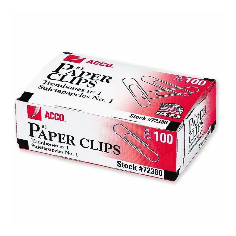 ACCO Premium Paper Clips - No. 1 - 10 Sheet Capacity - Strain Resistant, Galvanized, Corrosion Resistant - Silver - Metal, Zinc Plated - 100/Box - 10 / Pack. Picture 7