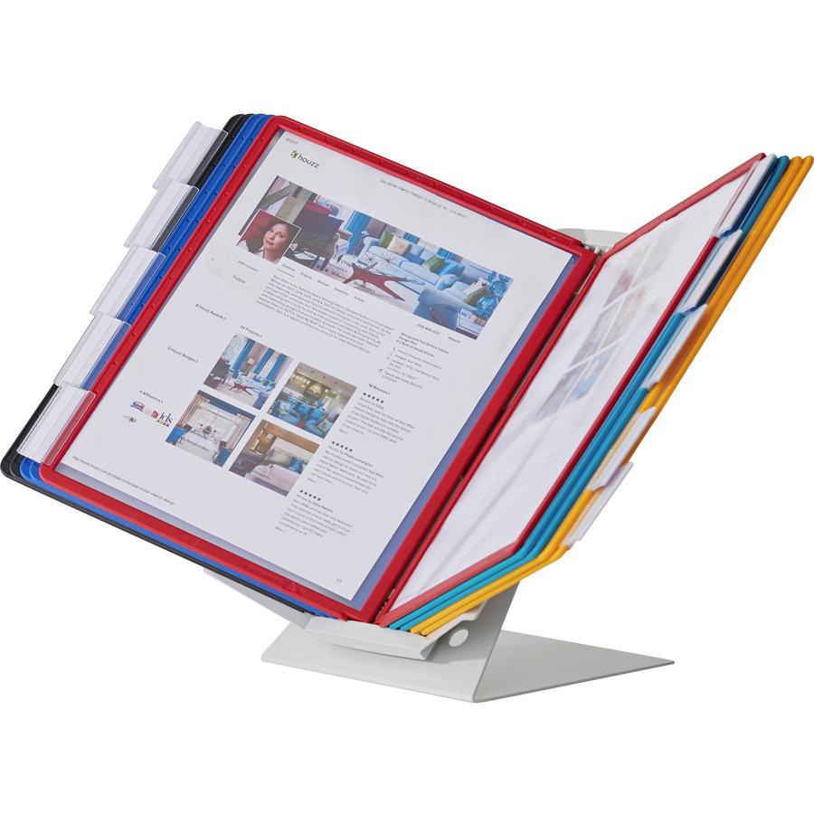 DURABLE&reg; VARIO&reg; Rotatable Desktop/Wall Mount Pro Reference Display System - Desktop or Wall Mountable - Rotating Landscape or Protrait - 10 Double Sided Panels - Assorted Colors. Picture 5