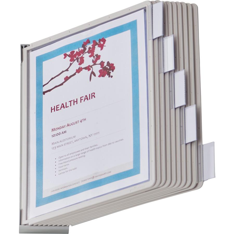 DURABLE&reg; SHERPA&reg; Wall Mounted Reference Display System - Wall Mountable - 10 Double Sided Panels - Letter Size - Anti-Reflective/Non-Glare - Gray. Picture 4