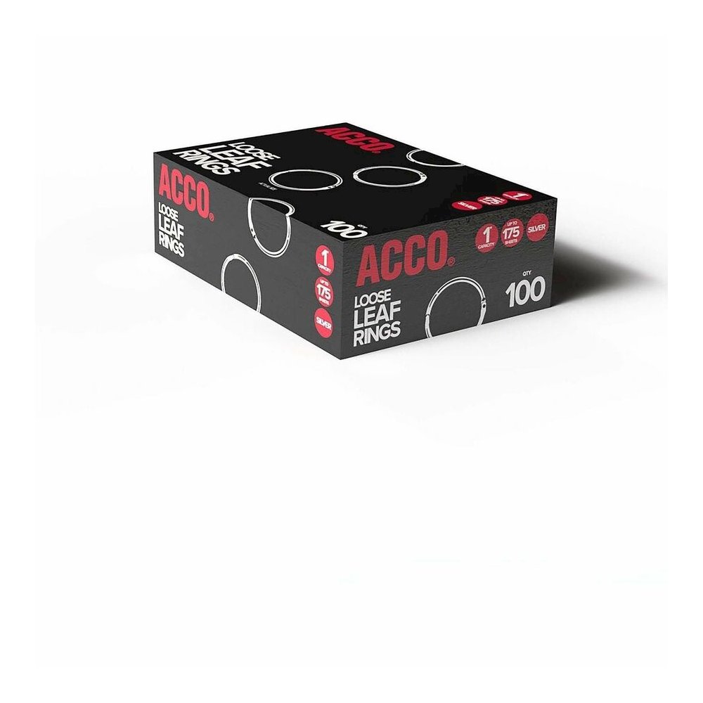 ACCO Loose-Leaf Rings - 1" Maximum Capacity - 175 x Sheet Capacity - Silver - Nickel - 100 / Box. Picture 5