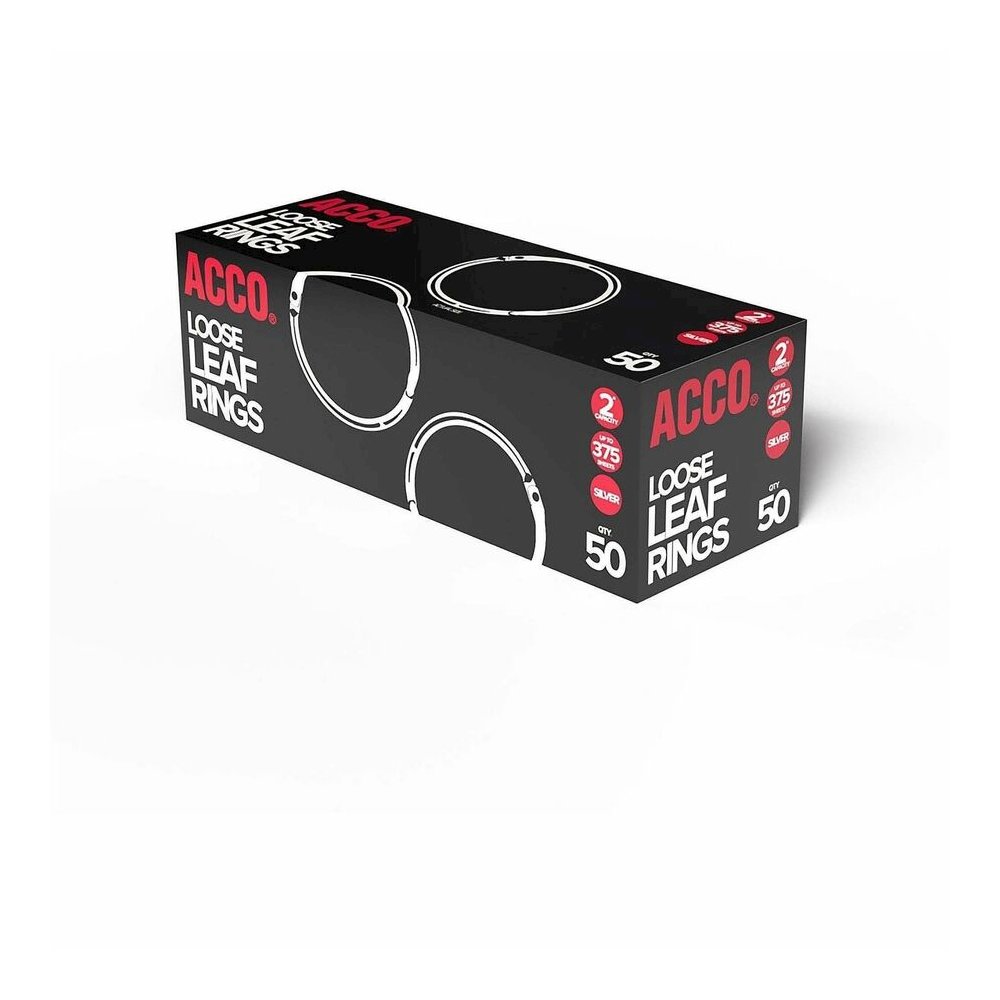 ACCO Loose-Leaf Rings - 2" Maximum Capacity - 375 x Sheet Capacity - Silver - Nickel - 50 / Box. Picture 4