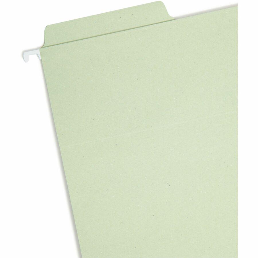 Smead FasTab 1/3 Tab Cut Letter Recycled Hanging Folder - 8 1/2" x 11" - Top Tab Location - Assorted Position Tab Position - Moss - 10% Recycled - 20 / Box. Picture 6