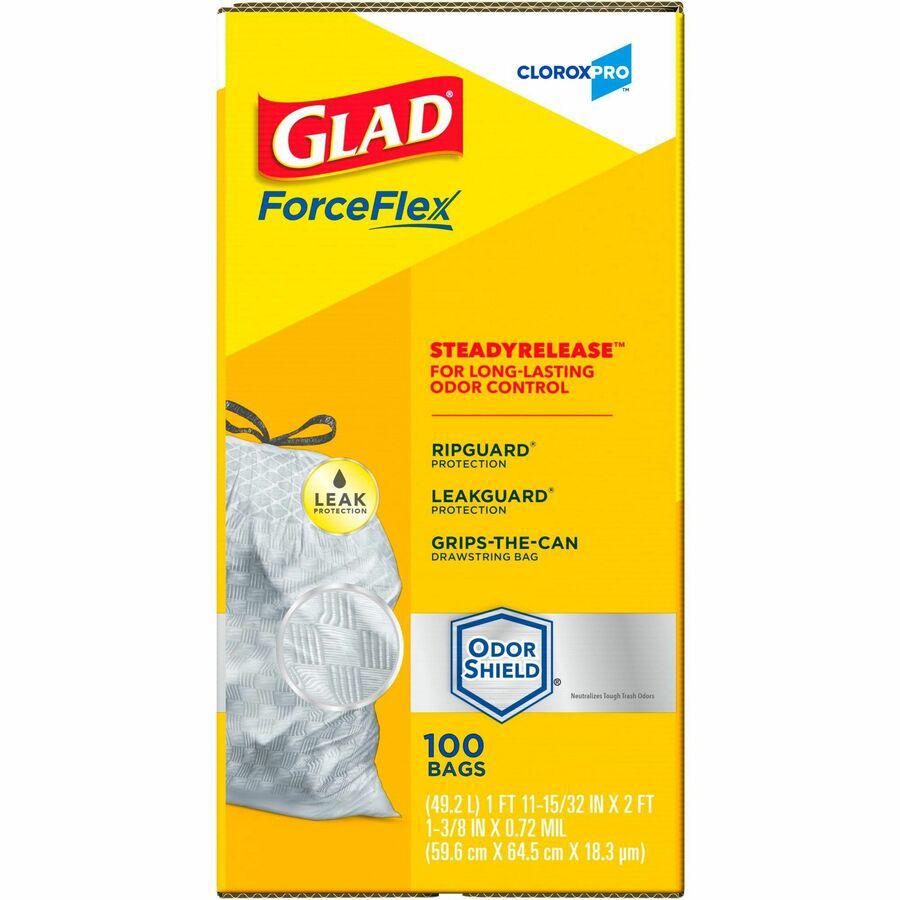 CloroxPro&trade; ForceFlex Tall Kitchen Drawstring Trash Bags - 13 gal Capacity - 24" Width x 25.13" Length - 90 mil (2286 Micron) Thickness - Gray - Plastic - 1/Box - 100 Per Box - Kitchen, Office, D. Picture 6