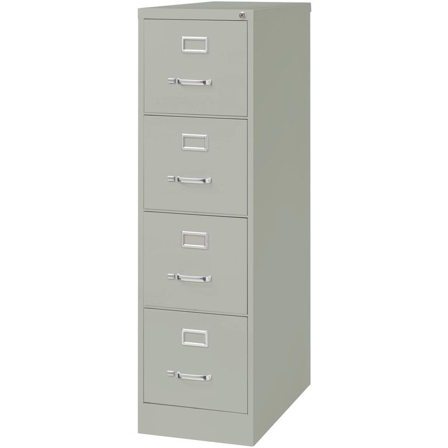 Lorell Fortress Series 26-1/2" Commercial-Grade Vertical File Cabinet - 15" Width x 26.5" Depth x 52" Height - 4 x Drawer(s) for File - Letter - Vertical - Security Lock, Ball-bearing Suspension, Heav. Picture 5