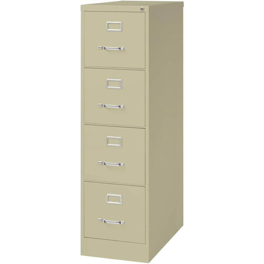 Lorell Fortress Series 26-1/2" Commercial-Grade Vertical File Cabinet - 15" Width x 26.5" Depth x 52" Height - 4 x Drawer(s) for File - Letter - Vertical - Security Lock, Ball-bearing Suspension, Heav. Picture 5
