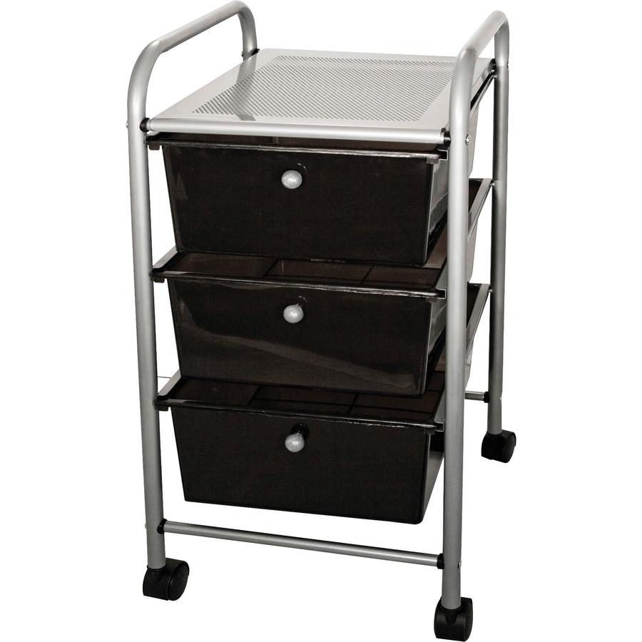 Advantus 3-Drawer Organizer - 3 Drawer - 4 Casters - Metal - x 15.5" Width x 13" Depth x 27" Height - Smoke - 1 Each. Picture 4