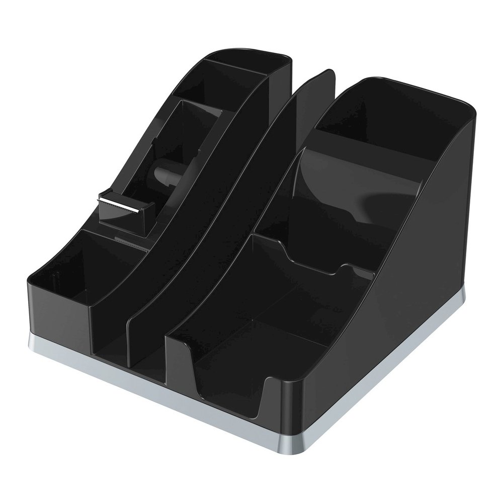 Deflecto Silouettes All-in-One Caddy - 6 Compartment(s) - 5.19" Height x 8.13" Width x 9.13" Depth - Desktop - Cable Management, Removable Divider - Silver - 1 Each. Picture 5