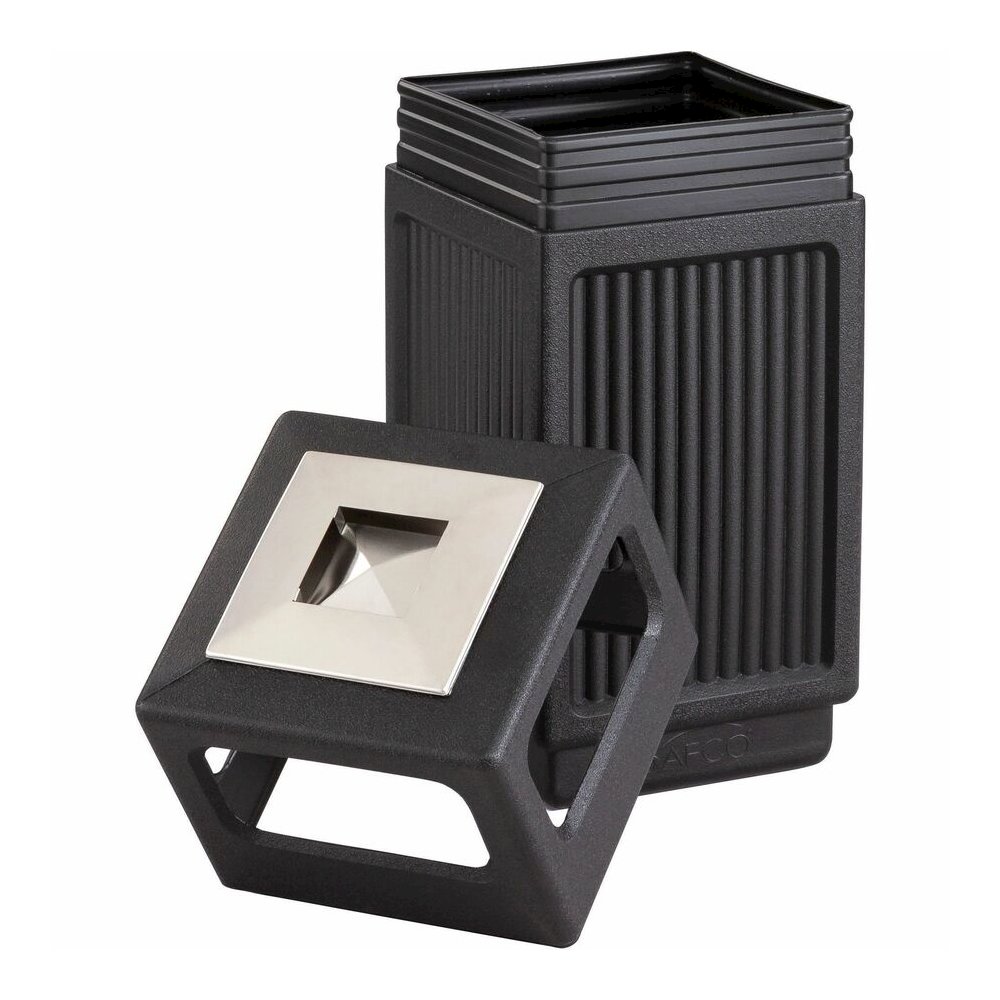 Safco Recessed Panels Waste Receptacle - 15 gal Capacity - 32.8" Height x 13.8" Width x 13.8" Depth - Polyethylene - Black - 1 Each. Picture 8