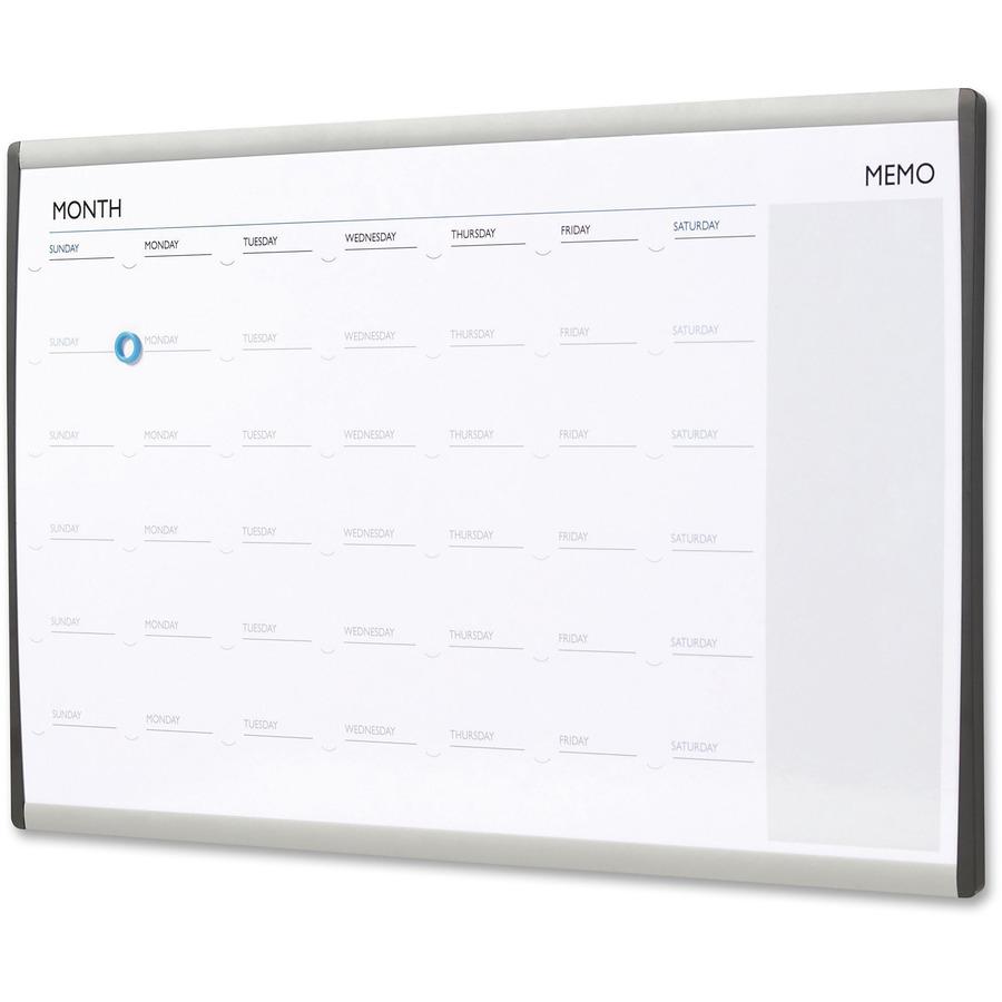 Quartet Arc Cubicle Whiteboard Calendar - 18" Height x 30" Width - White Natural Cork Surface - Magnetic, Calendar, Durable, Lightweight - Silver Aluminum Frame - 1 Each. Picture 2