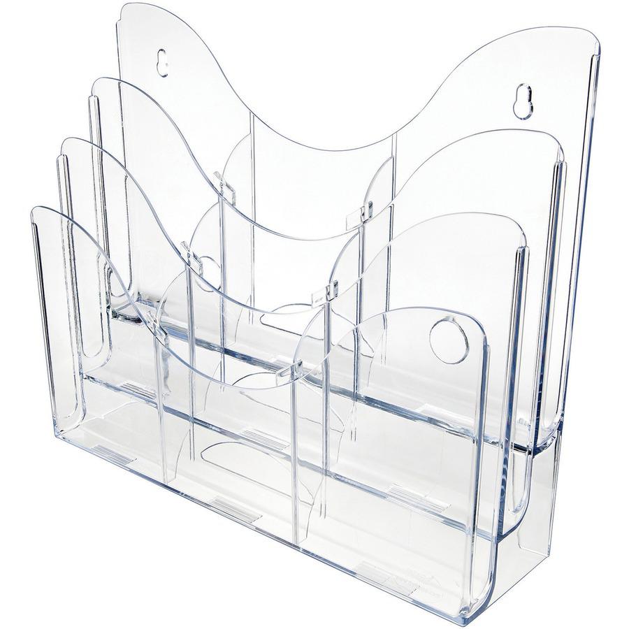 Deflecto Three Tier Document Organizer with Dividers - 9 Compartment(s) - 6 Divider(s) - 3 Tier(s) - 11.5" Height x 13.5" Width x 3.5" DepthDesktop - Clear - 1 Each. Picture 9