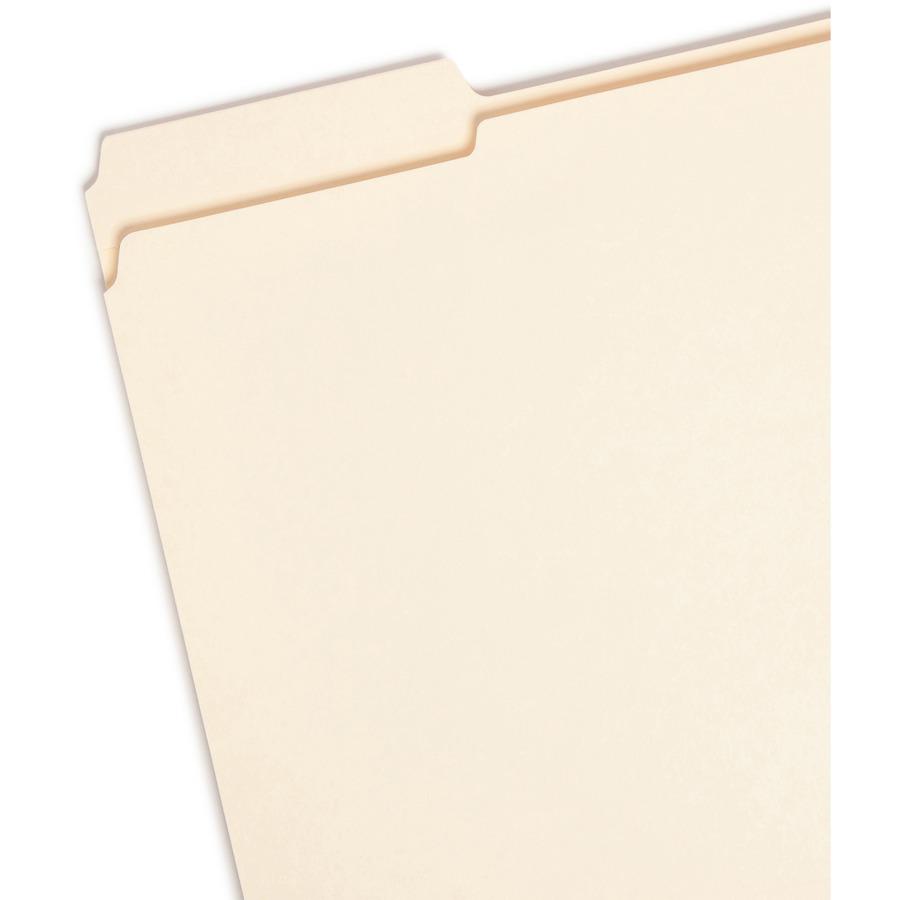 Smead 1/3 Tab Cut Letter Recycled Top Tab File Folder - 8 1/2" x 11" - Top Tab Location - Assorted Position Tab Position - Manila - Manila - 10% Recycled - 100 / Box. Picture 6