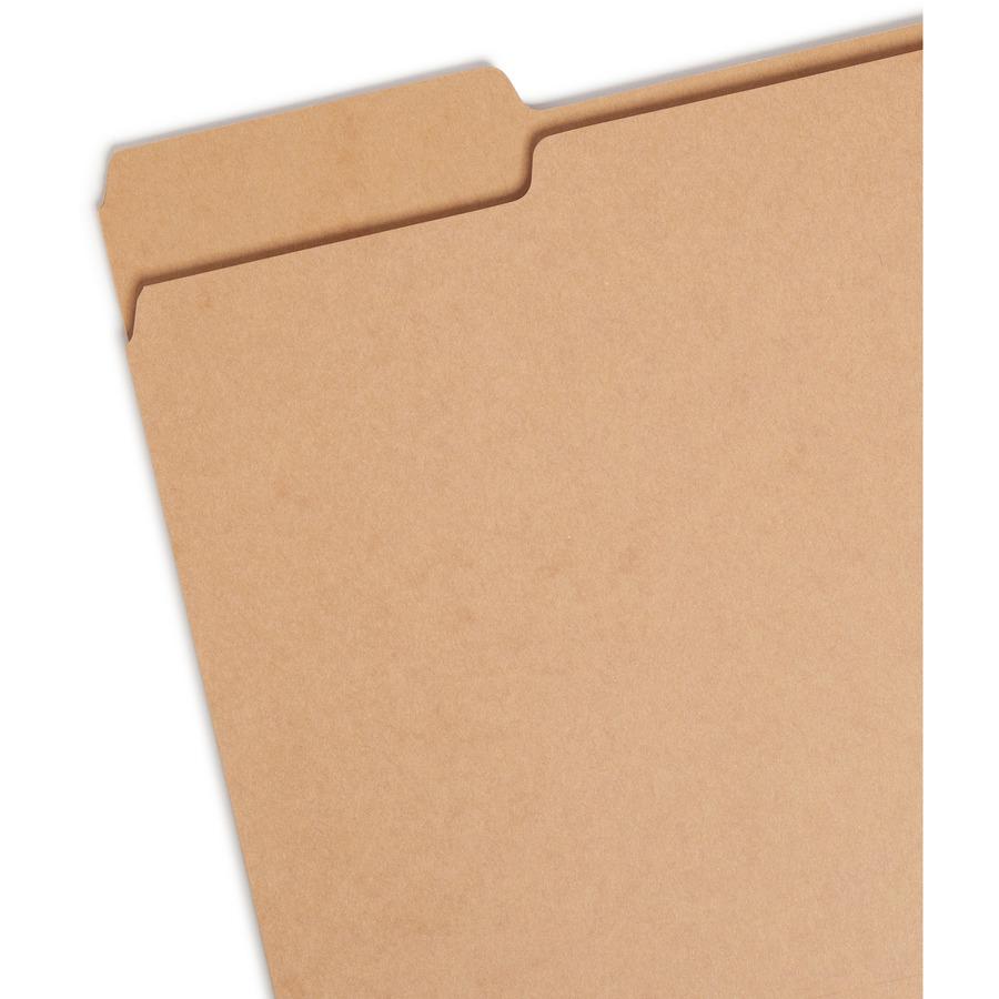 Smead 1/3 Tab Cut Letter Recycled Top Tab File Folder - Letter - 8.5" x 11" - 1/3 Tab Cut - 50 / Box - 17pt. - Kraft. Picture 6