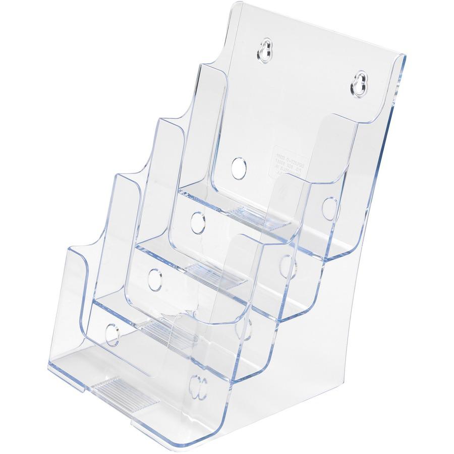 Deflecto Booklet Holder - 4 Compartment(s) - 4 Tier(s) - 10" Height x 4.9" Width x 6.1" DepthDesktop - Compact, Booklet Size - Clear - Plastic - 1 Each. Picture 5