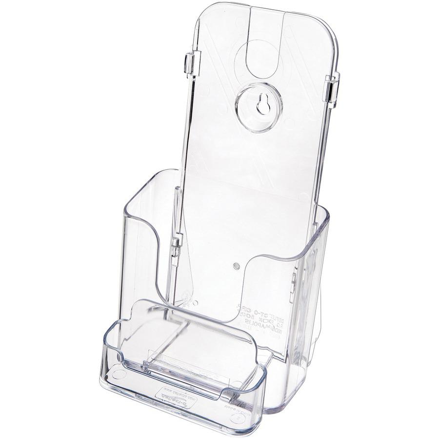 Deflecto Countertop Leaflet Holder With Business Card Holder - 2 Compartment(s) - 7.8" Height x 4.4" Width x 4.1" DepthDesktop - Leaflet Size - Clear - Plastic - 1 Each. Picture 9